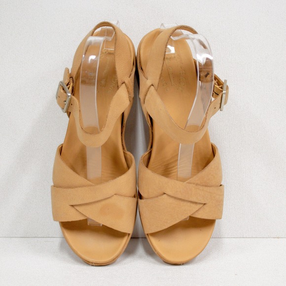 Kork Ease Myrna Leather Sandal Cross Strap Ankle Buckle Platform Wedge Womens 9M - Picture 8 of 11